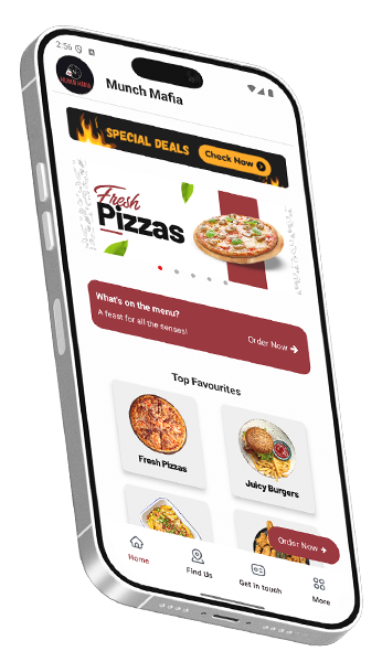 Munch Mafia Greenock App Mockup Screen