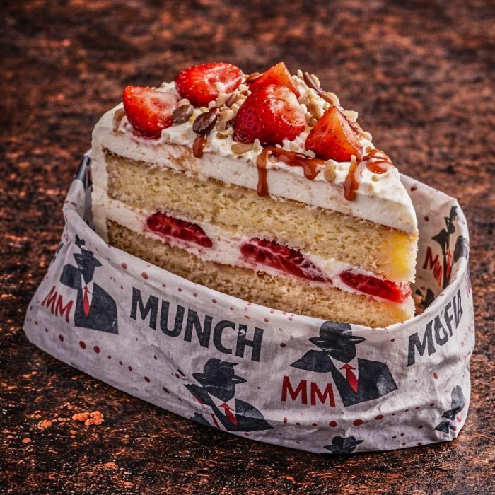 Indulgent strawberry cake served at Munch Mafia Takeaway in 
Greenock 